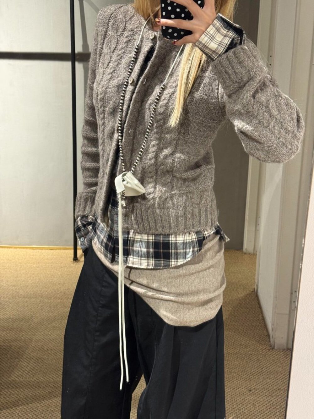 Acne Studios Cable Knit & Flannel Cardigan - Size L